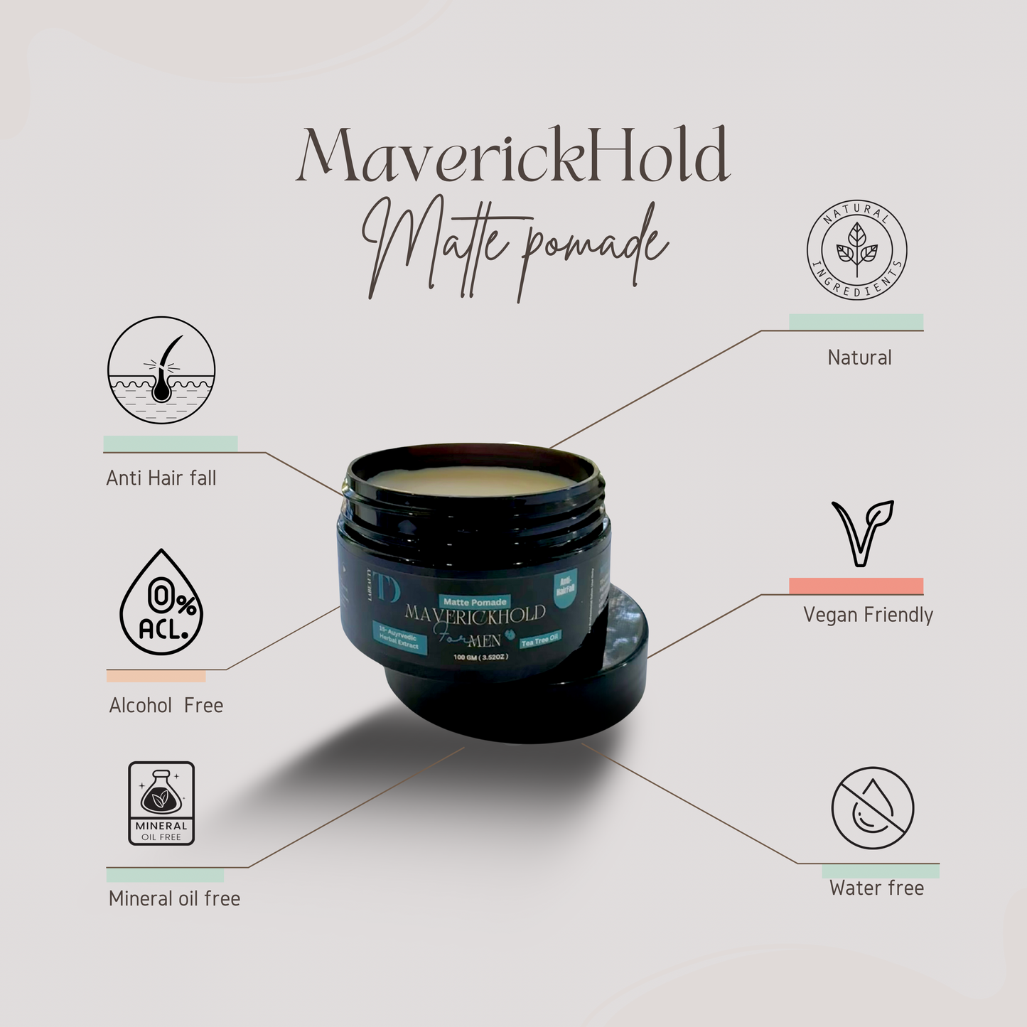 MAVERICK HOLD for Men - Matte Pomade | Anti-Hair Fall Formula | TD LABeauty