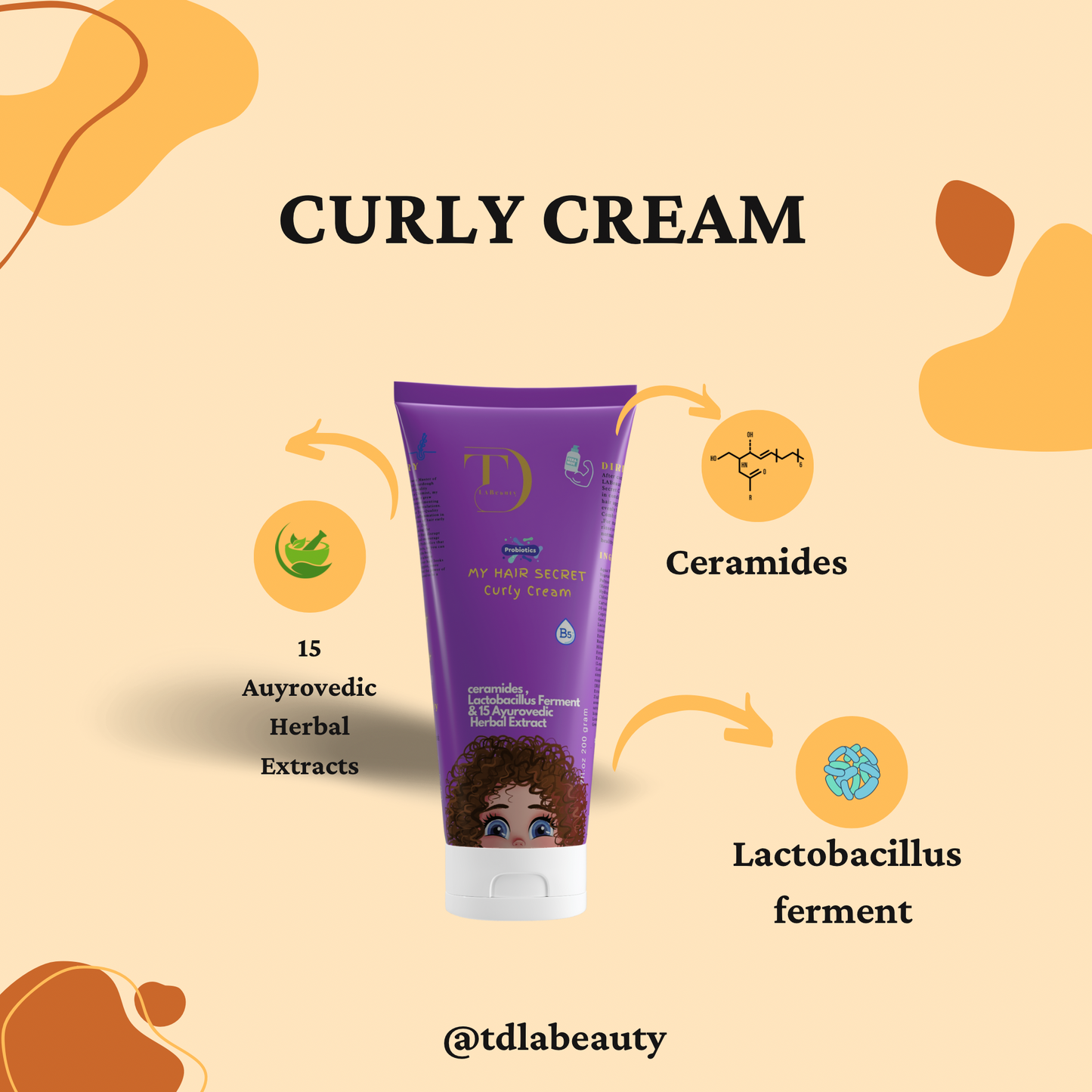 Probiotic My Hair Secret Curly Cream -TD LABeauty