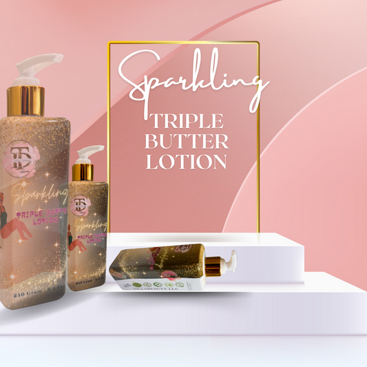 Sparkling Triple Butter Lotion Shea Mango &Coca Butter 100% Natural Shimmer Lotion